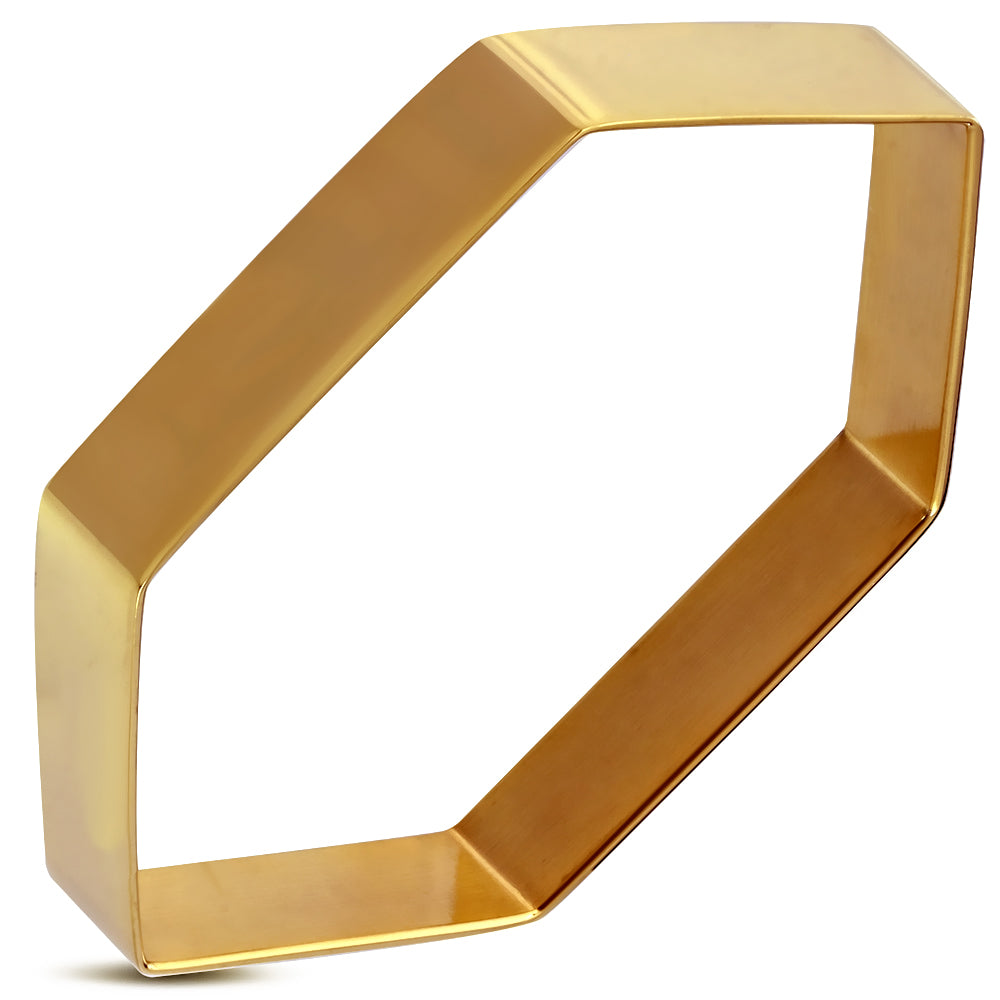 Rose/ Pink Gold Color Plated Stainless Steel Hexagon Bangle