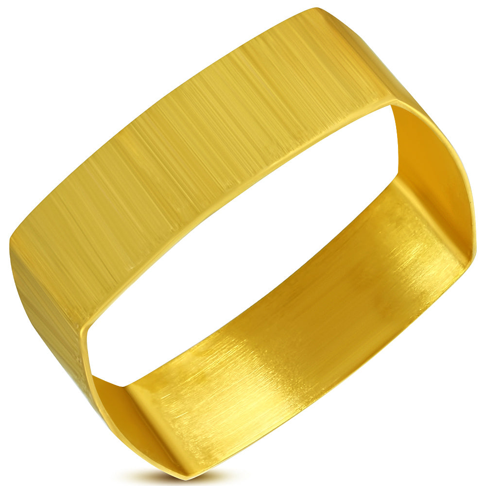 Gold Color Plated Stainless Steel Matte Finish Cushion Bangle