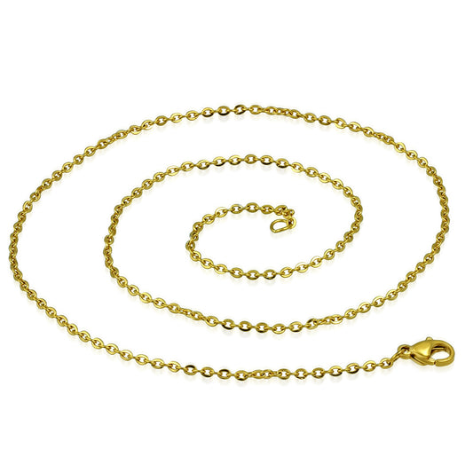 L45cm W2mm | Gold Color Plated Stainless Steel Lobster Claw Clasp Oval Link Chain