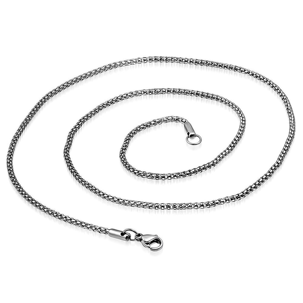 L-44cm W-2mm | Stainless Steel Lobster Claw Clasp Round Mesh Link Chain