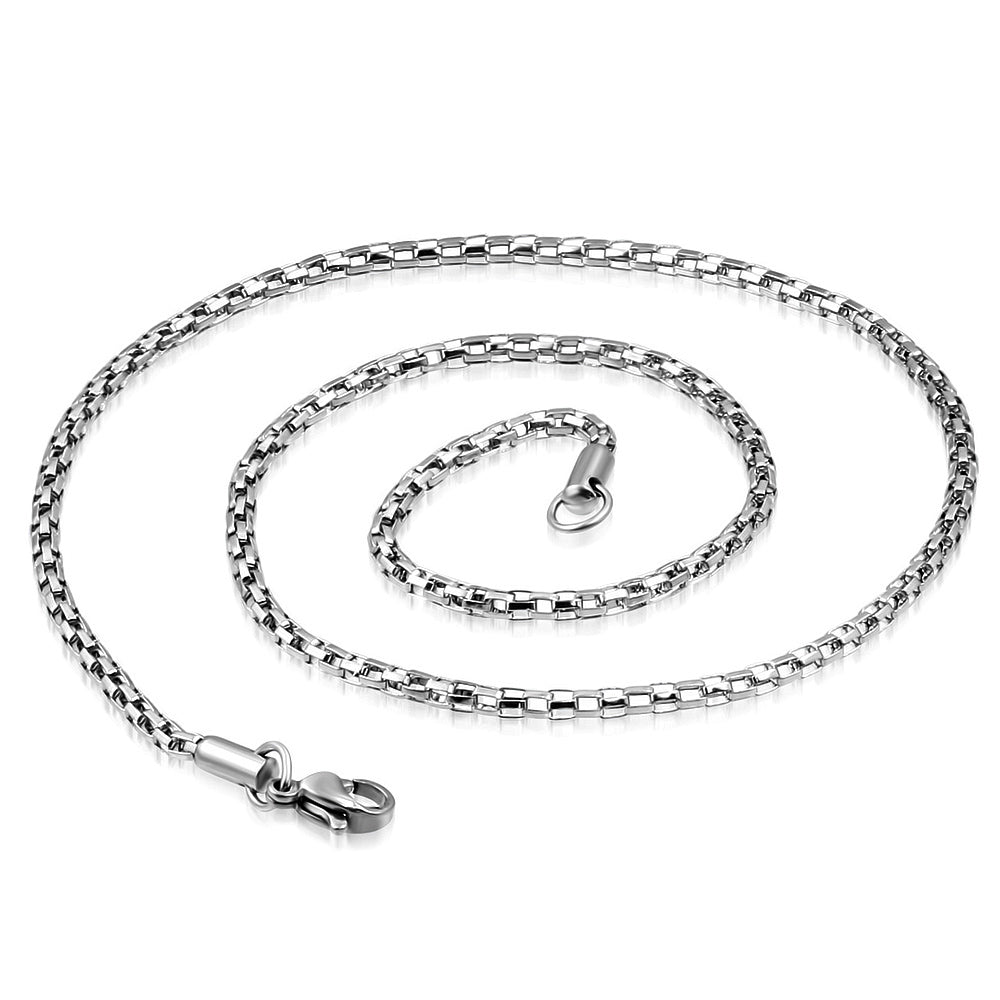 L-45cm W-2.4mm | Stainless Steel Lobster Claw Clasp Round Mesh Link Chain