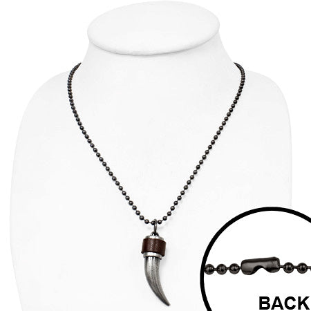 Fashion Alloy Lucky Horn Leather Charm Military Ball Link Chain Necklace