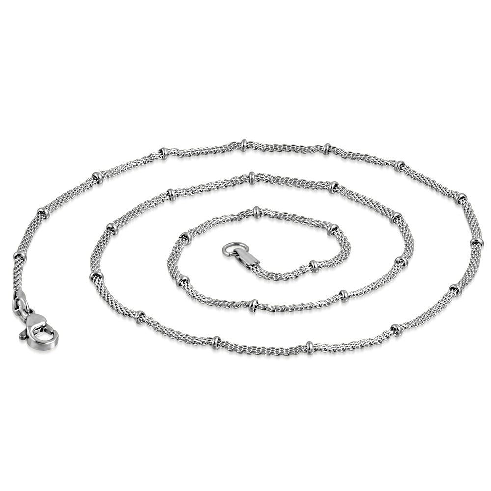 L-45cm W-2.5mm | Stainless Steel Lobster Claw Clasp Mesh Ball Link Chain