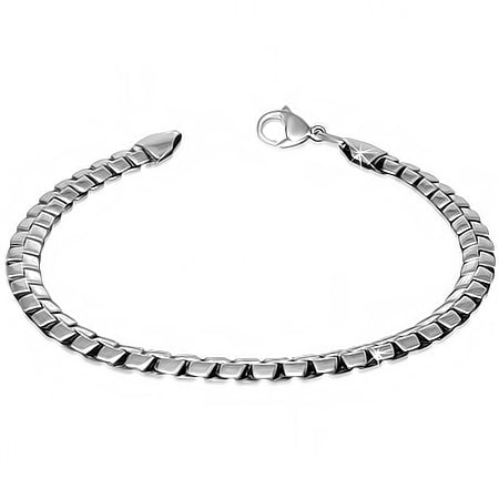 L22cm W5mm | Stainless Steel Lobster Claw Clasp Closure Flat Snake Link Chain Bracelet
