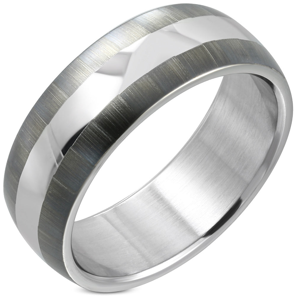 8mm | Stainless Steel 2-tone Half-Round Band Ring