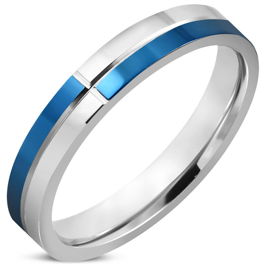 3mm | Stainless Steel 2-tone Criss-Cross Grooved Comfort Fit Wedding Flat Band Ring