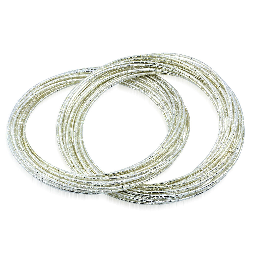 DIA-70mm | Fashion Alloy Interlocking Multi Wire Criss-Cross Bangle Set