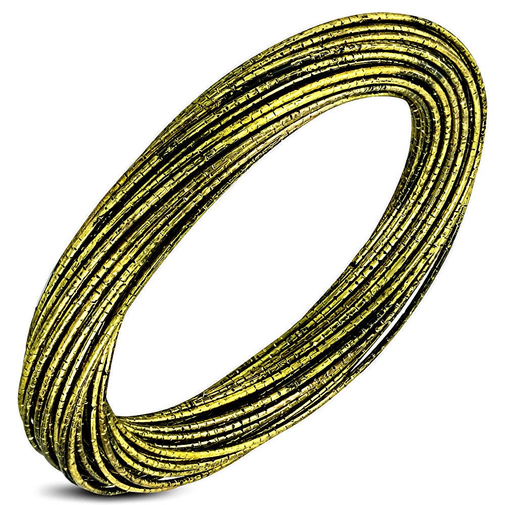 DIA-70mm | Fashion Alloy Interlocking Multi Wire Criss-Cross Bangle Set