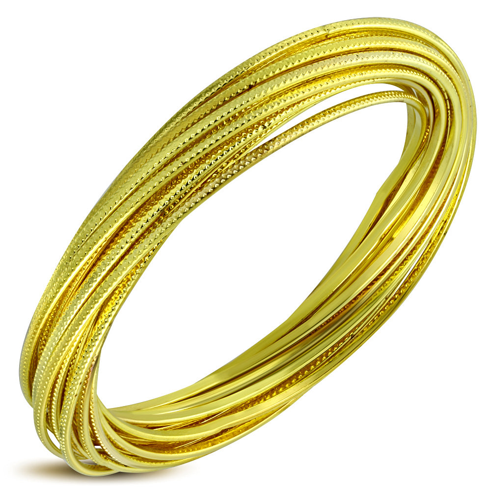 DIA-70mm | Fashion Alloy Interlocking Multi Wire Criss-Cross Bangle Set