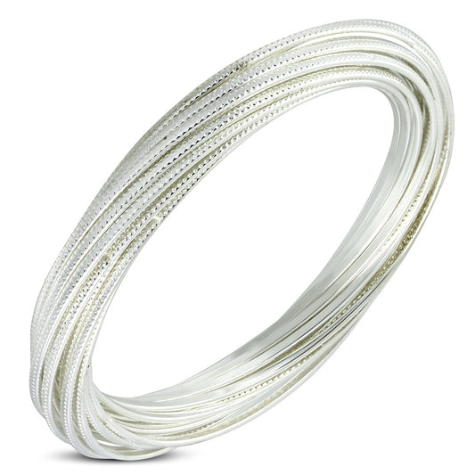 DIA-70mm | Fashion Alloy Interlocking Multi Wire Criss-Cross Bangle Set
