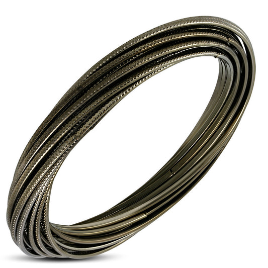 DIA-70mm | Fashion Alloy Interlocking Multi Wire Criss-Cross Bangle Set