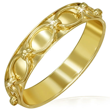 DIA65mm | Fashion Alloy Gold Color Plated Oval Link Chain Wrap Bangle