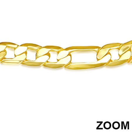 3mm | Fashion Alloy Gold Color Plated Figaro Link Chain Bracelet