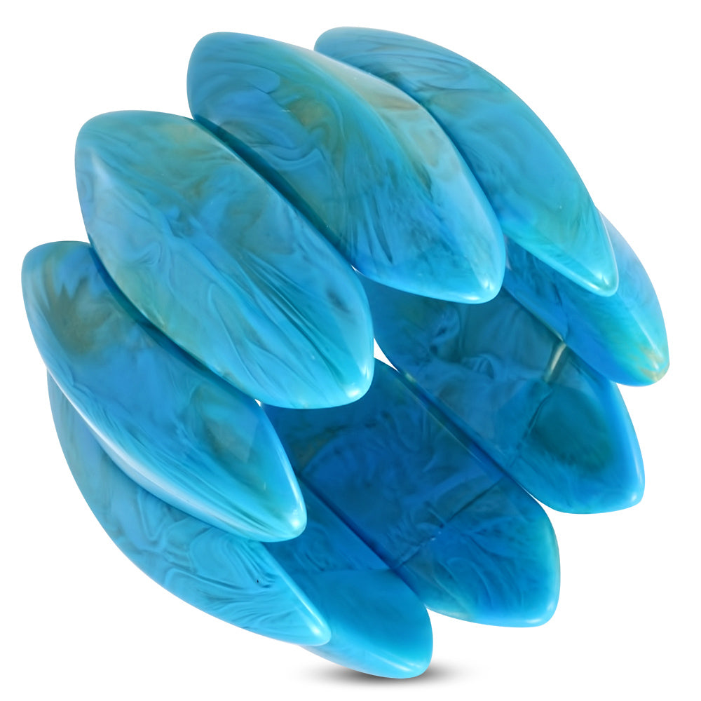 Fashion Acrylic Turquoise Color Oval Section Stretch Bangle