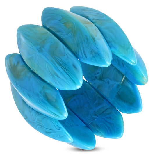 Fashion Acrylic Turquoise Color Oval Section Stretch Bangle