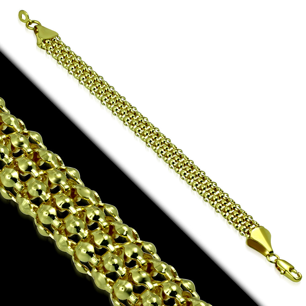 10mm | Fashion Alloy Gold Color Plated Popcorn Link Chain Bracelet