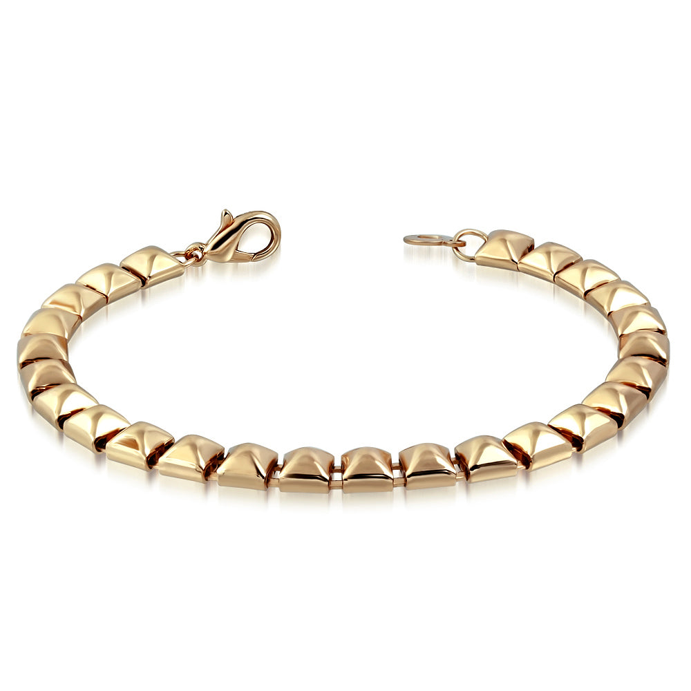 6mm | Fashion Alloy Rose/ Pink Gold Color Plated Pyramid Link Chain Bracelet