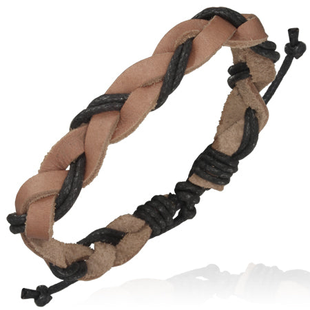 Fashion Multi Wrap Rope Braided Adjustable Brown Leather Bracelet
