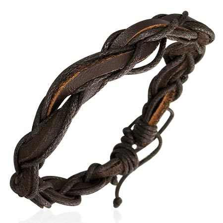 Fashion Multi Wrap Rope Braided Adjustable Brown Leather Bracelet