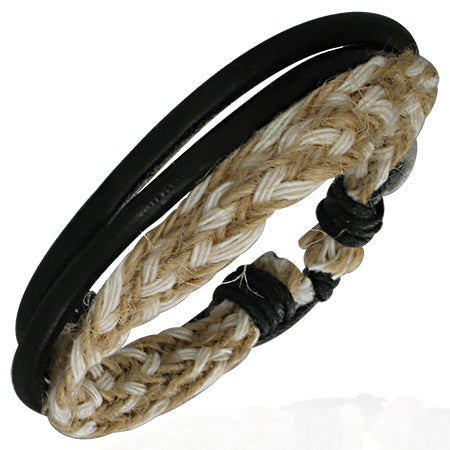 Fashion Multi Wrap Rope Braided Adjustable Black Leather Bracelet