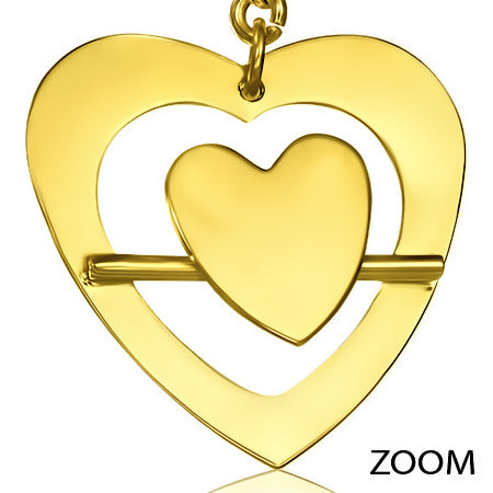 Fashion Alloy Gold Color Plated Fancy Open Love Heart Long Drop Hook Earrings (pair)