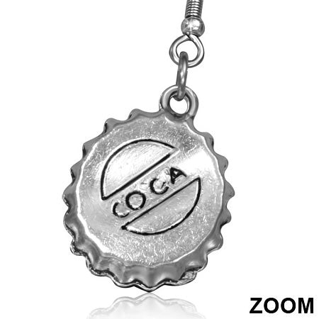 Fashion Alloy Bottle Cap Long Drop Hook Earrings (pair)