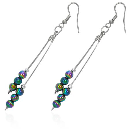 Fashion Alloy Bead Slinky Long Drop Hook Earrings (pair)
