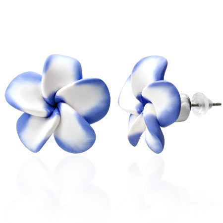 15mm | Fashion Fimo/ Polymer Clay Plumeria Flower Stud Earrings (pair)