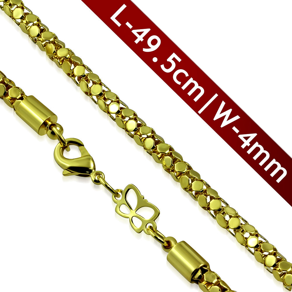 L49.5cm W4mm | Fashion Alloy Gold Color Plated Popcorn Link Chain