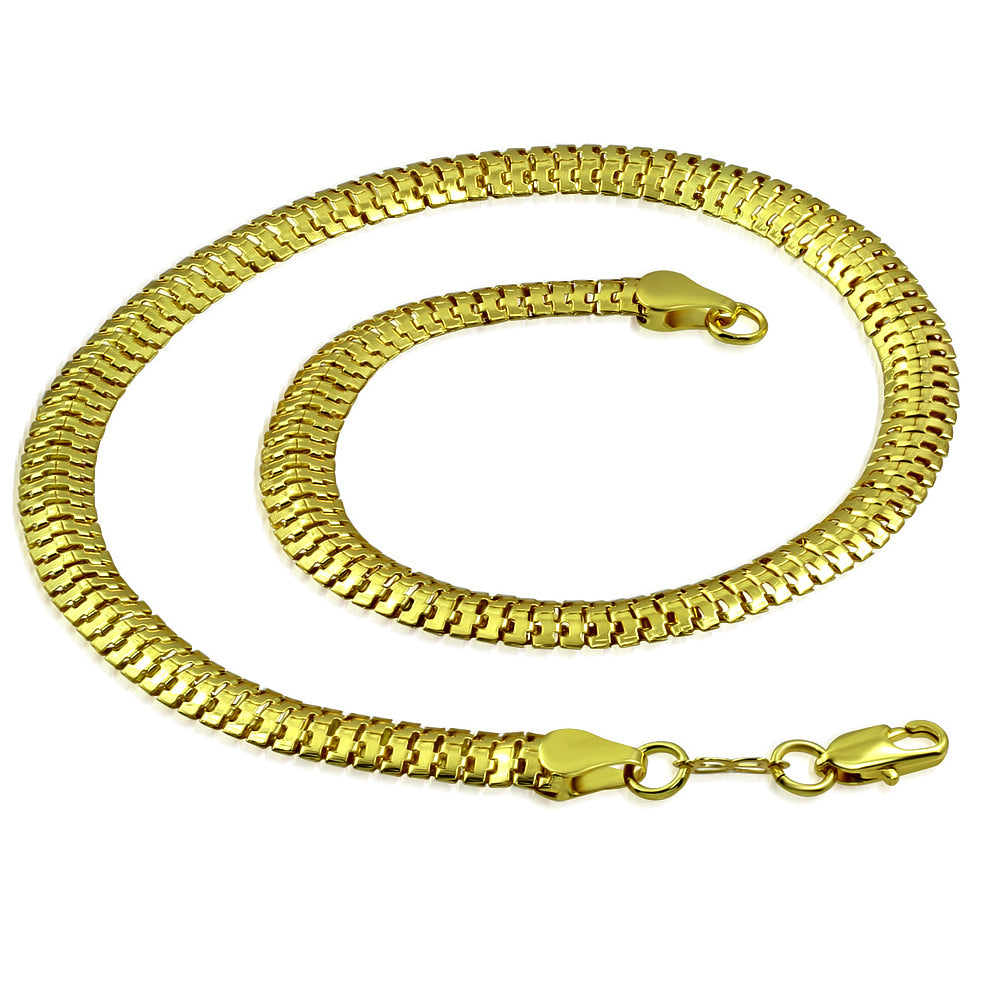L47.5cm W8mm | Fashion Alloy Gold Color Plated Snake Bone Link Chain