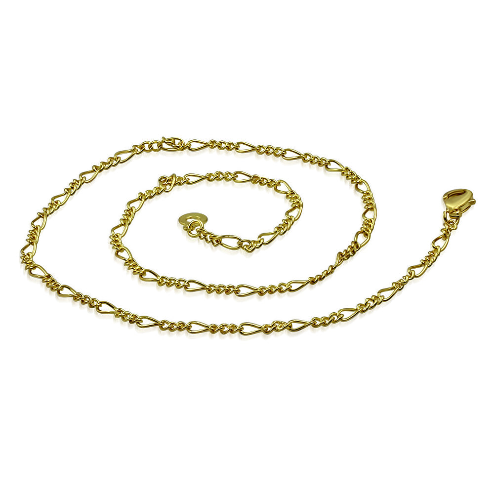 L45cm W3mm | Fashion Alloy Gold Color Plated Figaro Link Chain