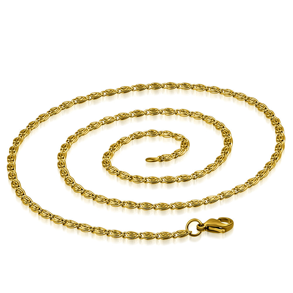 L45cm W3mm | Fashion Alloy Gold Color Plated Greek Key Snail Link Chain