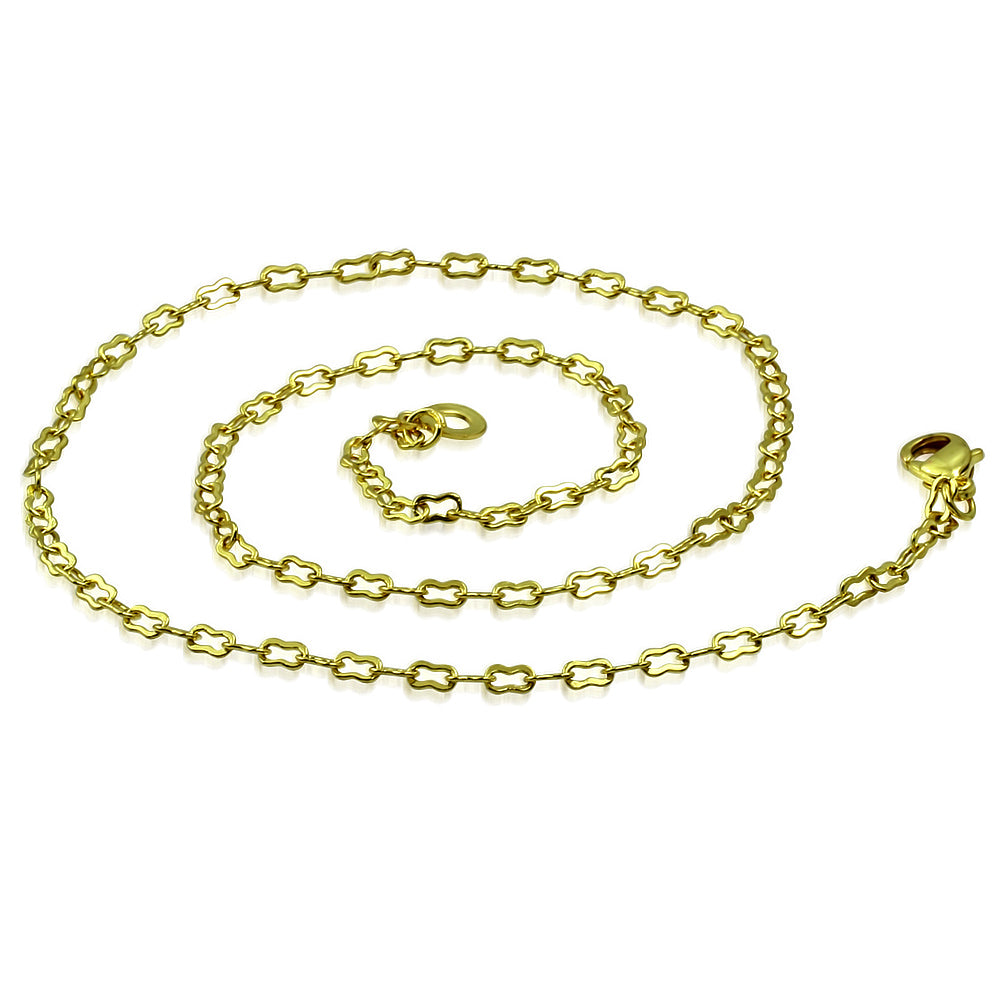 L45cm W3mm | Fashion Alloy Gold Color Plated Fancy Oval Link Chain
