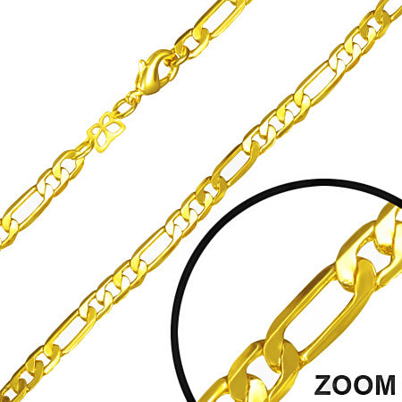 L46cm W5mm | Fashion Alloy Gold Color Plated Figaro Link Chain