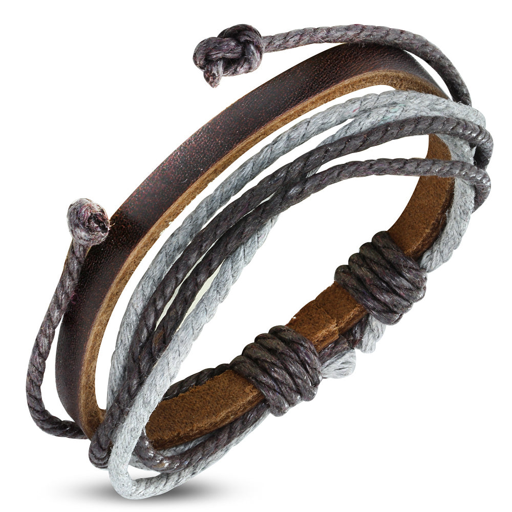 Brown leather shop wrap bracelet