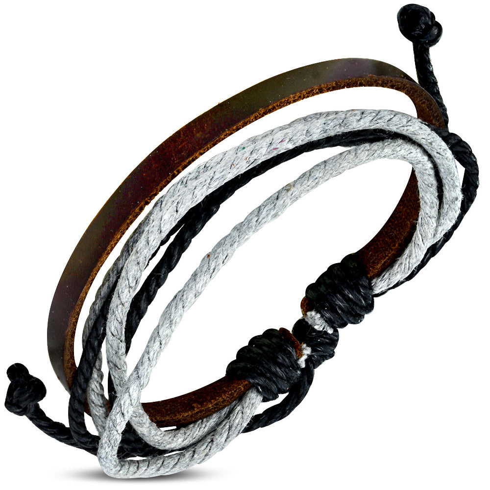 Fashion Colorful Wrap Rope Adjustable Brown Leather Bracelet – Stainless  Steel Jewellery Australia