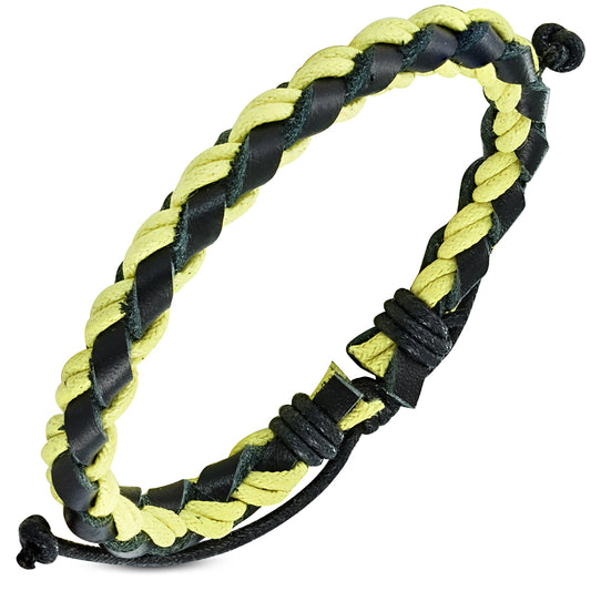 Fashion Braided Wrap Rope Adjustable Black Leather Bracelet
