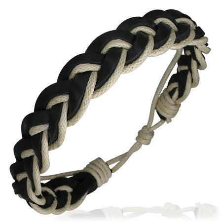 Fashion Multi Wrap Rope Braided Adjustable Black Leather Bracelet
