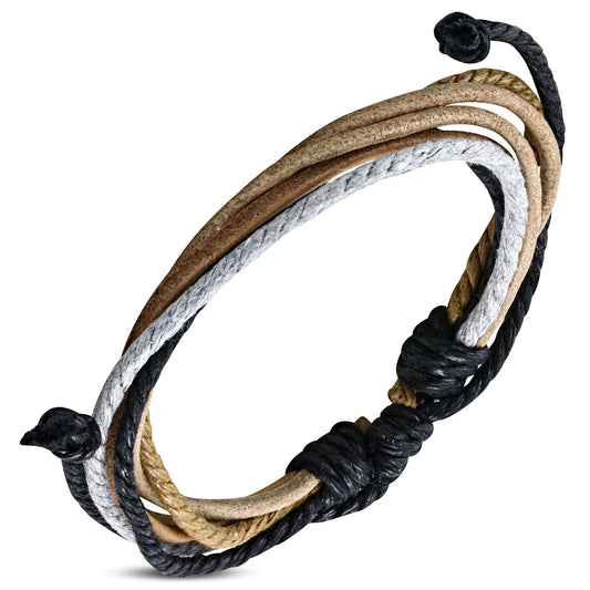 Fashion Multi Color Wrap Rope Adjustable Brown Leather Bracelet