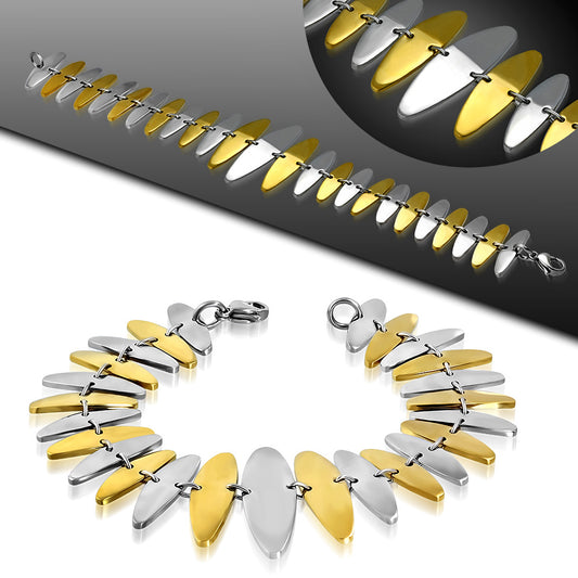 Stainless Steel 2-tone Geometric Oval Link Bracelet