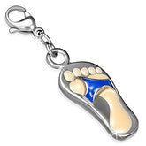 Stainless Steel Enameled Footprint Flip Flop/ Sandals/ Slipper Dangle DIY Jewelry Charm