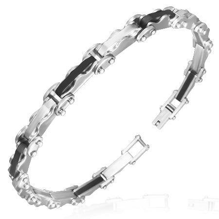 L21.5cm W3mm | Stainless Steel 2-tone Celtic Wave Mens Link Bracelet