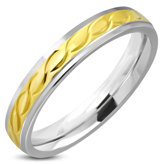 4mm | Stainless Steel 2-tone Celtic Twisted Comfort Fit Half-Round Band Ring