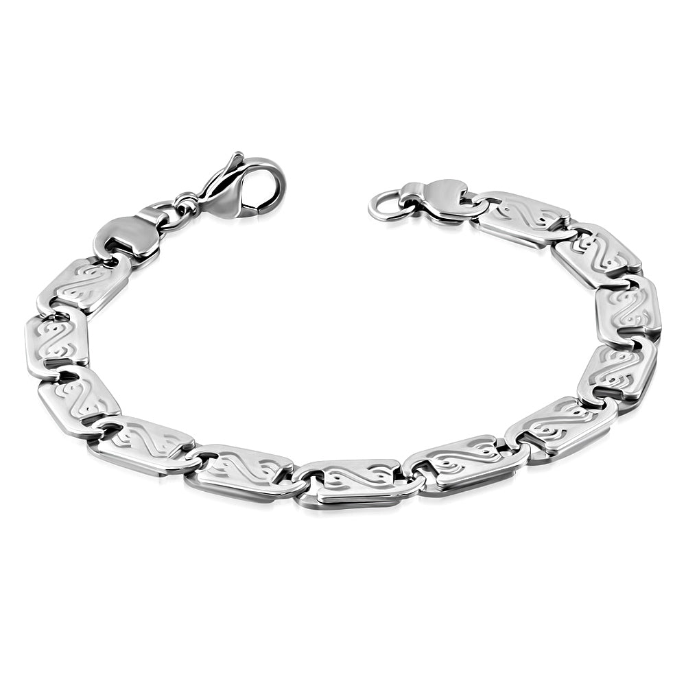 Stainless Steel Lobster Claw Clasp Closure Alphabet S Flat Oval Link Bracelet