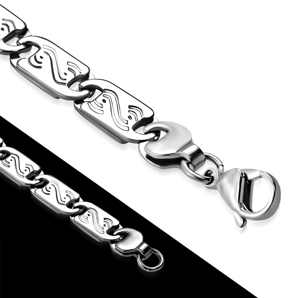 Stainless Steel Lobster Claw Clasp Closure Alphabet S Flat Oval Link Bracelet