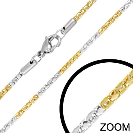 L45cm W2.6mm | Stainless Steel 2-tone Lobster Claw Clasp Mirrored Mesh-Link Chain