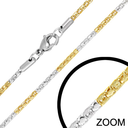 L45cm W2.6mm | Stainless Steel 2-tone Lobster Claw Clasp Mirrored Mesh-Link Chain