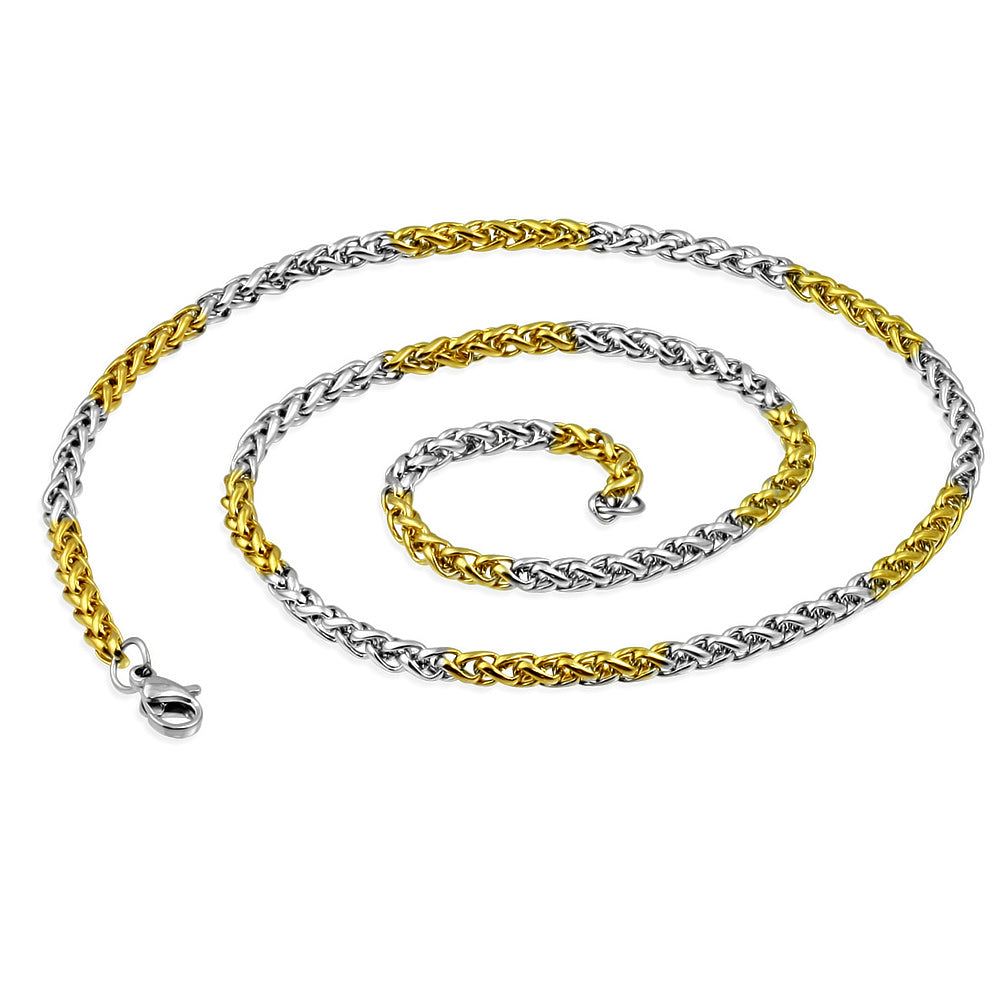 L-45cm W-3mm | Stainless Steel Lobster Claw Clasp 2-tone Infinity Rope Link Chain