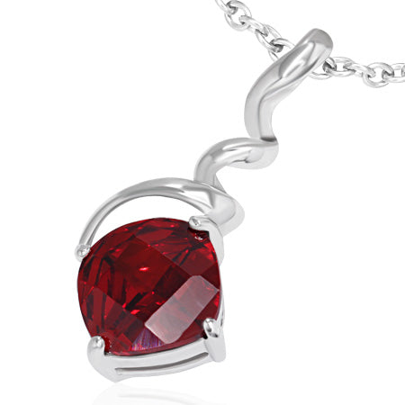 Fashion Alloy Crystal Square Charm Twisted/ Corkscrew Pendant w/ Maroon CZ