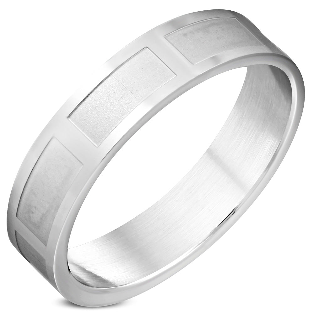 6mm | Stainless Steel Section Wedding Flat Band Ring